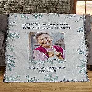 Botanical Memorial Personalized 56x60 Woven Photo Throw