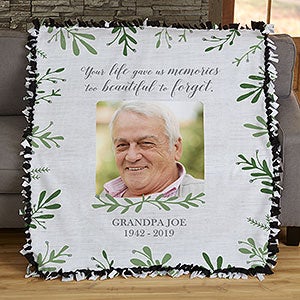 Botanical Memorial Personalized 50x60 Tie Photo Blanket