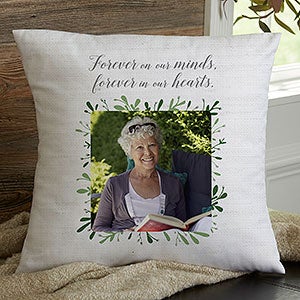 Botanical Memorial Personalized Photo 18-inch Throw Pillow