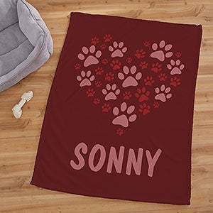 Paws On My Heart Personalized 30x40 Fleece Blanket