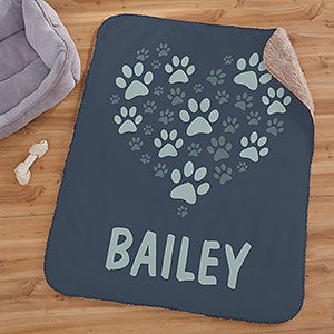 Paws On My Heart Personalized 30x40 Sherpa Blanket