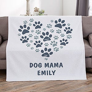 Paws On My Heart Personalized 50x60 Sweatshirt Blanket