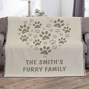 Paws On My Heart Personalized 56x60 Woven Throw