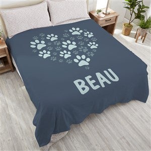 Paws On My Heart Personalized 90x90 Plush Queen Fleece Blanket