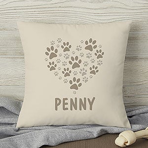 Paws On My Heart Personalized 14-inch Throw Pillow