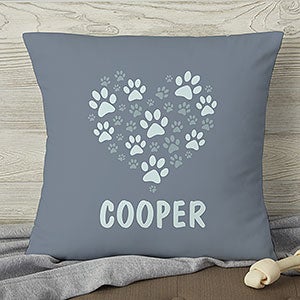 Paws On My Heart Personalized 18-inch Throw Pillow