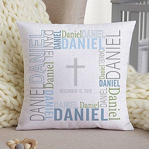 Christening Day Personalized 14-inch Throw Pillow