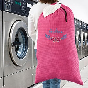 Personalized Laundry Bag - Embroidered Floral