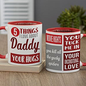 What I Love About Dad Personalized Red Coffee Mug