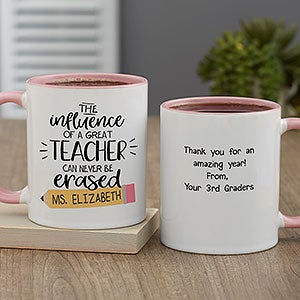 The Influence of a Great Teacher Personalized Coffee Mug - Pink