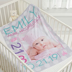 Sweet Baby Girl Personalized 30x40 Fleece Photo Blanket