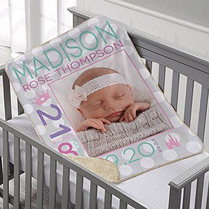 Sweet Baby Girl Personalized 30x40 Sherpa Photo Blanket