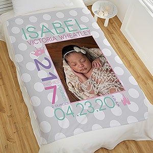 Sweet Baby Girl Personalized 50x60 Fleece Photo Blanket