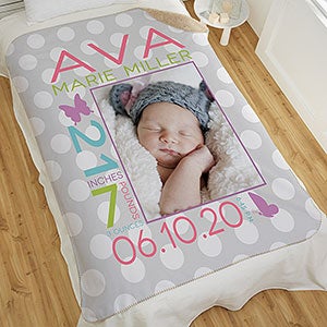 Sweet Baby Girl Personalized 50x60 Sherpa Photo Blanket