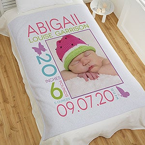 Sweet Baby Girl Personalized 50x60 Sweatshirt Photo Blanket