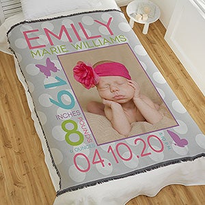 Sweet Baby Girl Personalized 56x60 Woven Throw Photo Blanket