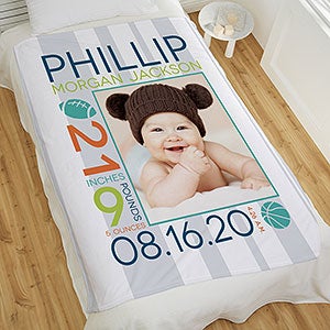 Sweet Baby Boy Personalized 50x60 Fleece Photo Blanket