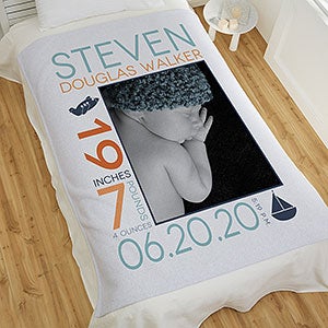 Sweet Baby Boy Personalized 50x60 Sweatshirt Photo Blanket