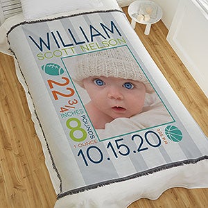 Sweet Baby Boy Personalized 56x60 Woven Throw Photo Blanket