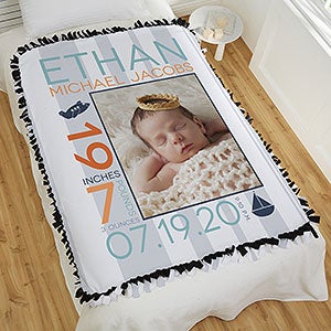 Sweet Baby Boy Personalized 50x60 Tie Photo Blanket