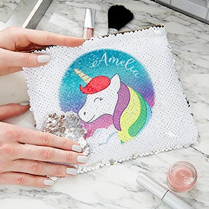 Personalized Reversible Sequin Unicorn Makeup Bag