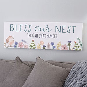 Bless Our Nest Personalized Canvas Print - 16x42