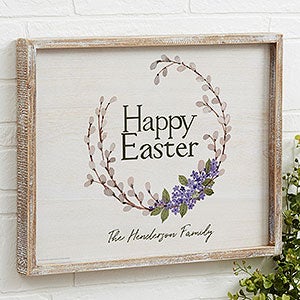 Happy Easter Wreath 14x18 Personalized Framed Wall Art