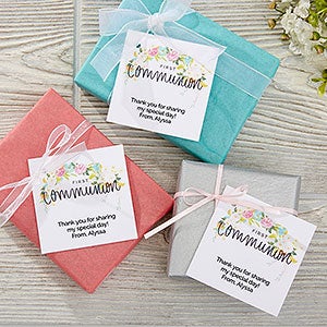 Floral First Communion Personalized Gift Tags - 1 set of 20