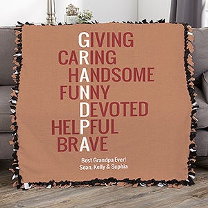 Grandpa Acronym Personalized 50x60 Tie Blanket