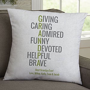 Grandpa Acronym Personalized 18-inch Throw Pillow