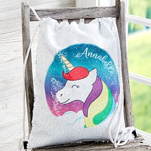 unicorn drawstring sequin backpack