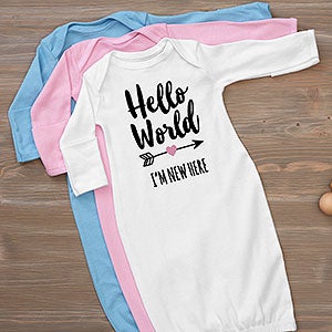 Hello World Personalized Baby Gown