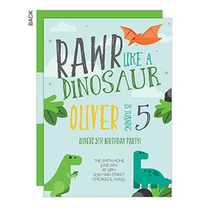 Rawr Like Dinosaur Party Invitation - Premium - Set of 5