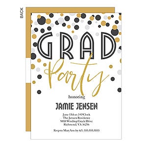 Grad Polka Dots Premium Party Invitation - Set of 5