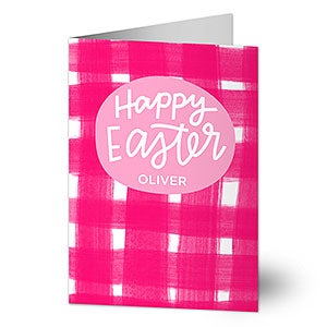 Happy Easter Plaid Pattern Premium Greeting Card