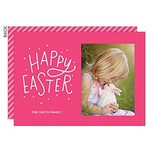 Easter Script Pink Premium Photo Card - Set of 5