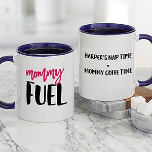 Mommy Fuel Personalized Blue Coffee Mug