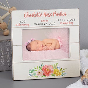 Floral Baby Girl Personalized Shiplap Picture Frame