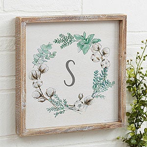 Farmhouse Initial Wreath 12x12 Personalized Framed Wall Art