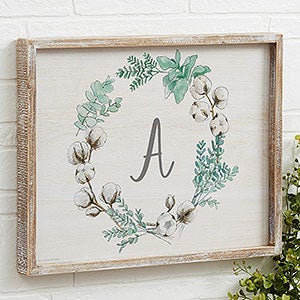 Farmhouse Initial Wreath 14x18 Personalized Framed Wall Art