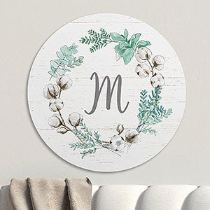 Personalized Round Wood Sign -  Farmhouse Monogram