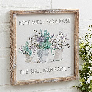 Farmhouse Cotton Flowers 12x12 Personalized Framed Wall Art