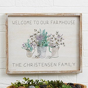 Farmhouse Cotton Flowers 14x18 Personalized Framed Wall Art