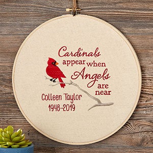 Cardinal Memorial Embroidery Hoop Art Wall Hanging