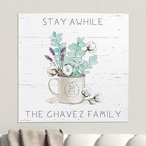 Farmhouse Cotton Mug Bouquet 12x12 Personalized Canvas Print