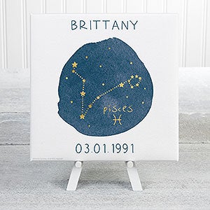 Pisces Zodiac Sign Personalized Mini Canvas Print