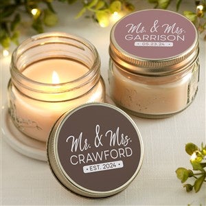 Stamped Elegance Wedding Personalized Mason Jar Candle Favors