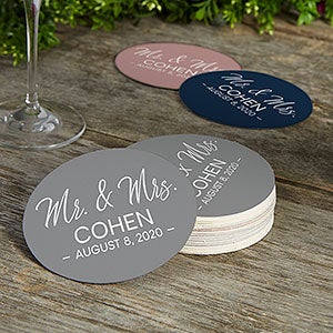 Stamped Elegance Wedding Personalized Paper Coasters - 12 Coasters