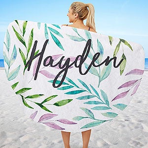 Personalized Round Beach Towels - Botanical Palms