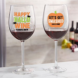 Let's Get Smashed Personalized Halloween Red Wine Glass